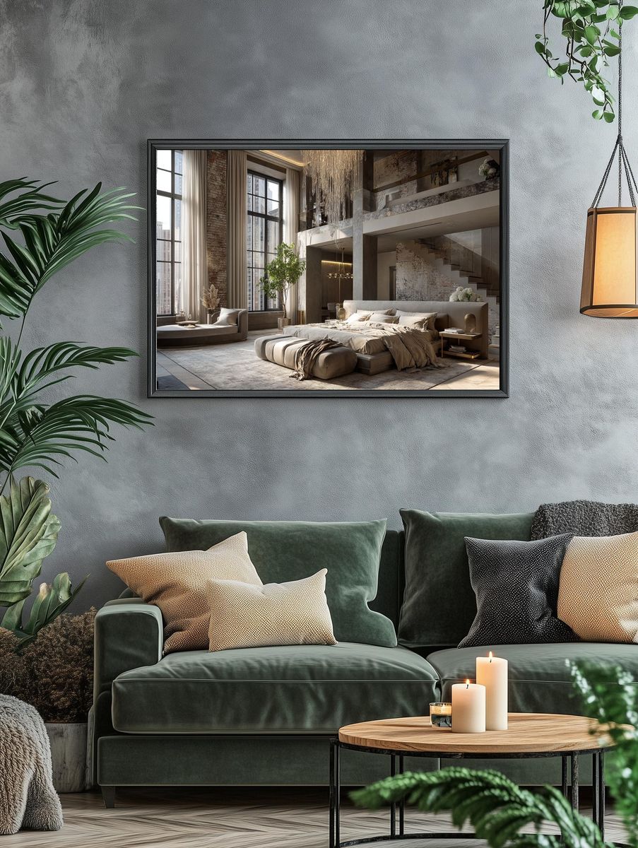 Luxury Loft Bedroom Photography Print. — room view 4