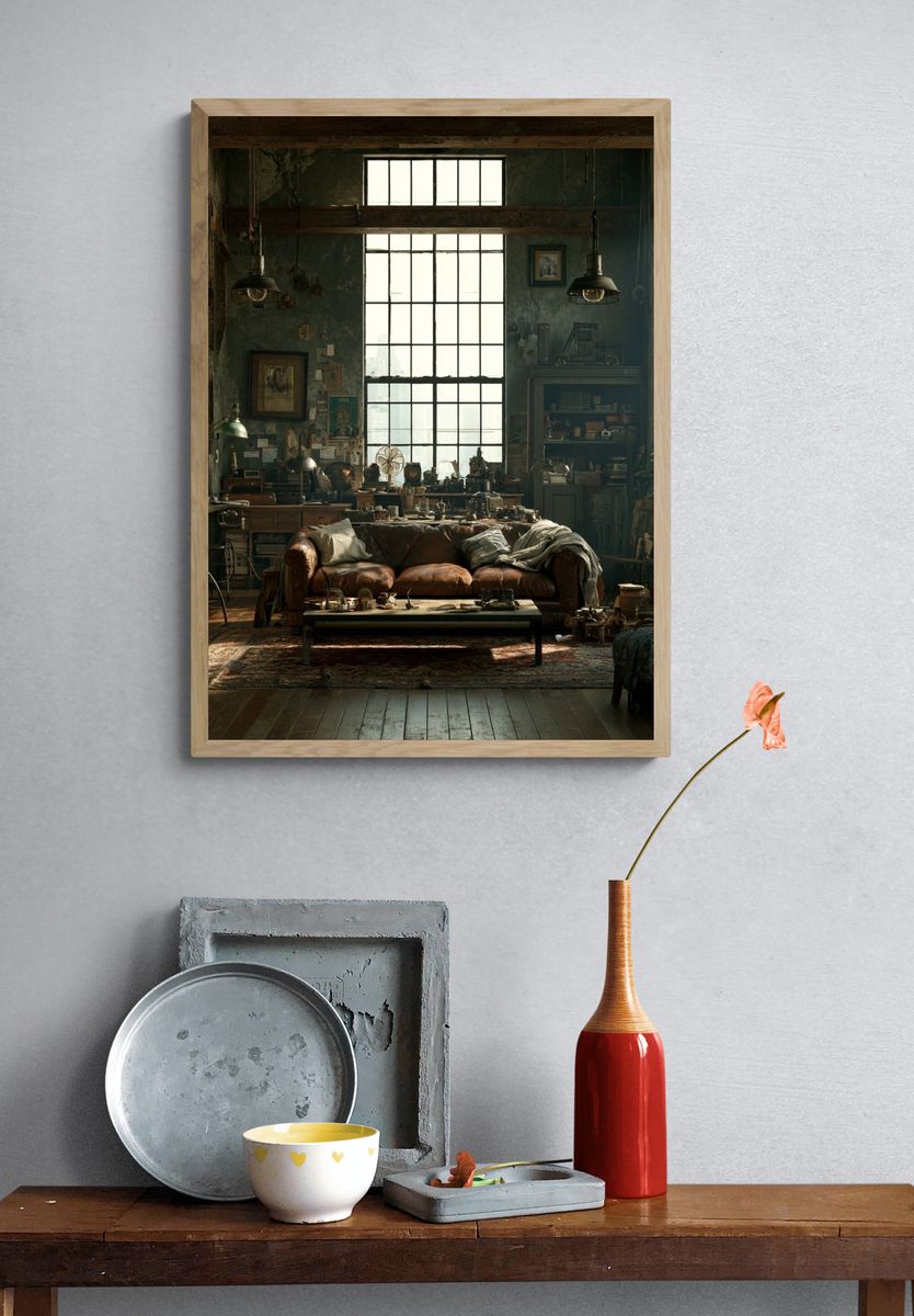 Industrial Loft Interior Photography Poster. — room view 3