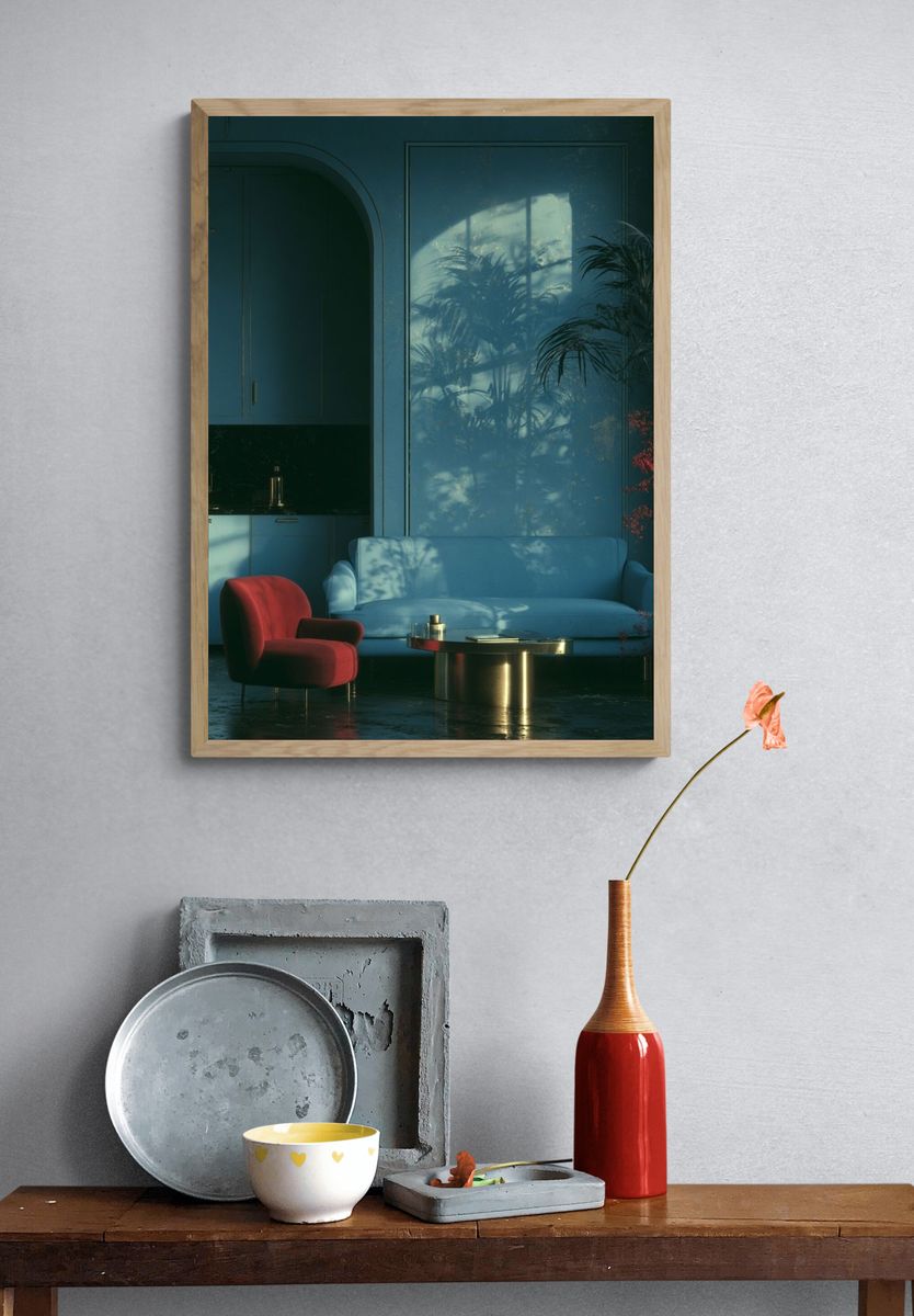 Moody Blue Interior Photography Poster. — room view 3