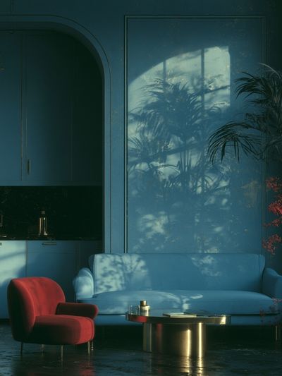 Moody Blue Interior Photography Poster. poster