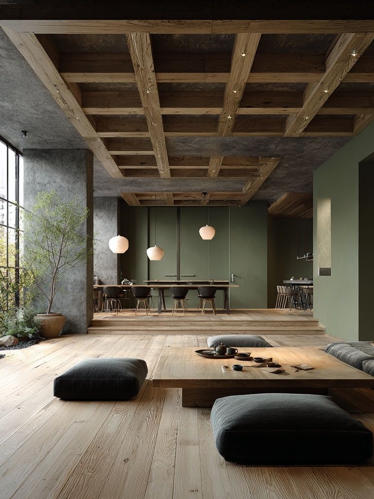 Japandi Interior Living Space Print. poster detail