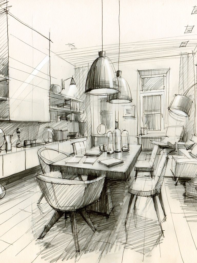 Modern Interior Sketch Poster. poster detail