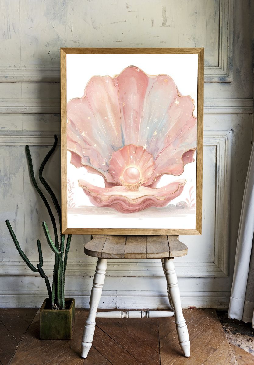 Pearl in a Shell — Watercolor Print room preview