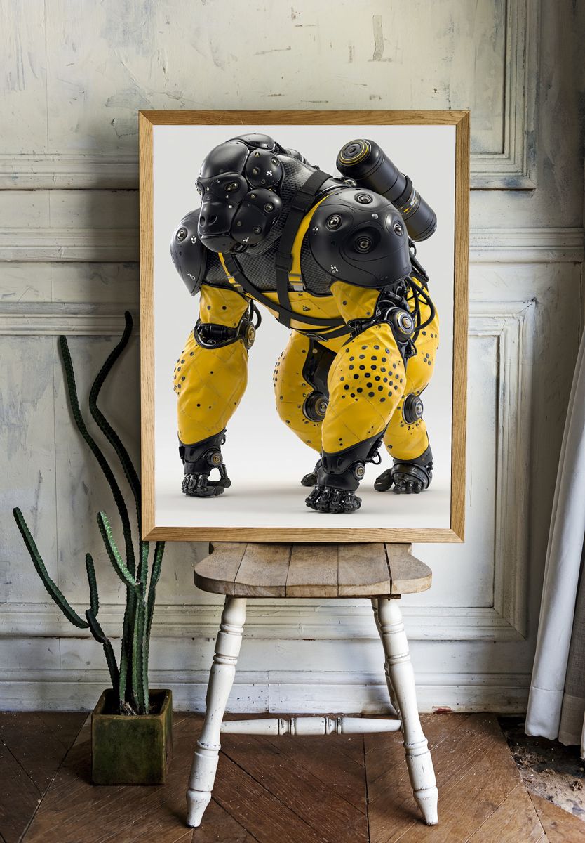 Industrial Robot Gorilla Poster. — room view 1