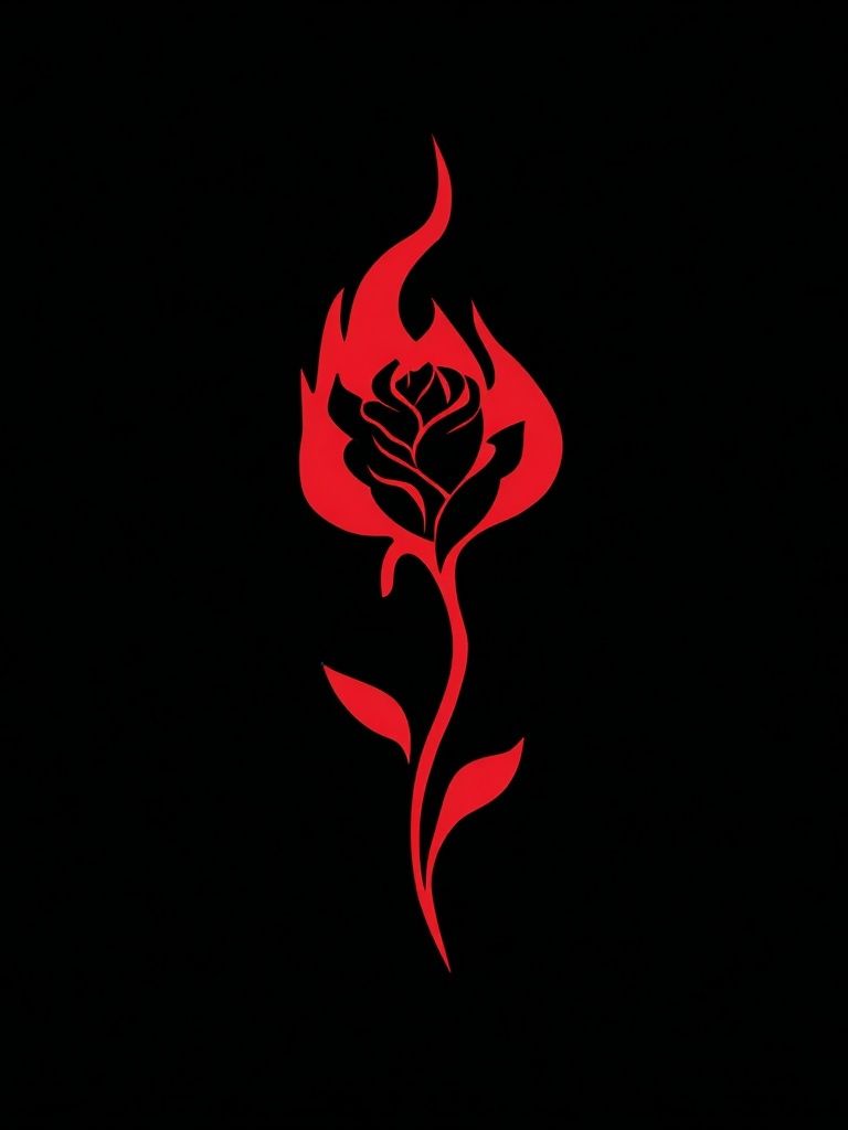 Flaming Rose — Illustration Print. poster — illustration art