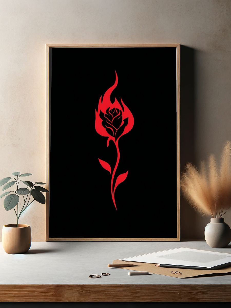 Flaming Rose — Illustration Print. — room view 2