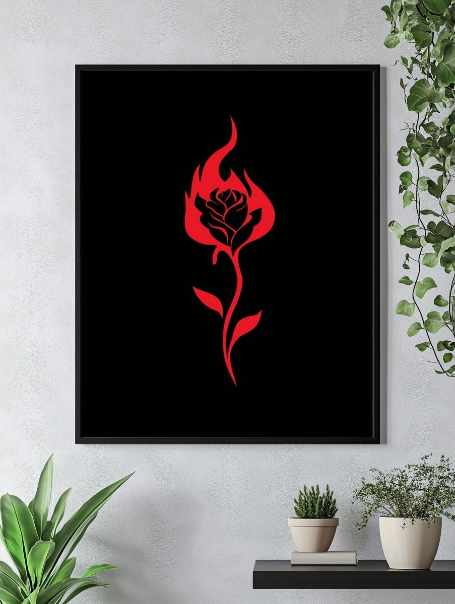 Flaming Rose — Illustration Print. — room view 4