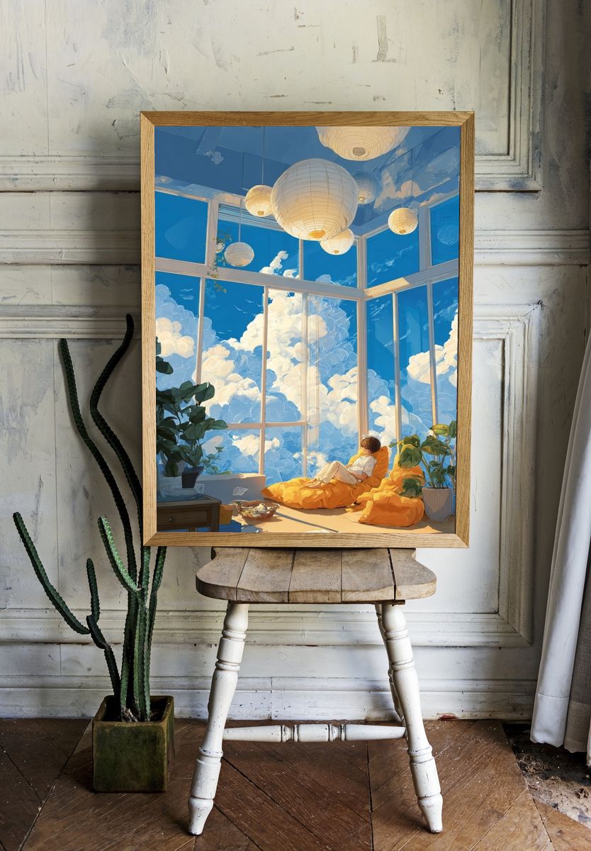 Cozy Reading Nook — Illustration Print room preview