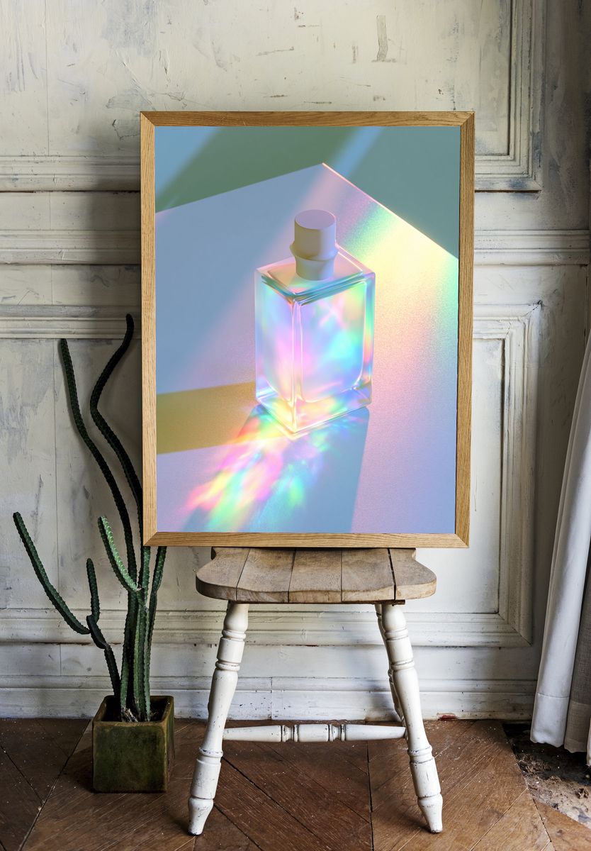 Iridescent Perfume Bottle Abstract Print. — room view 1