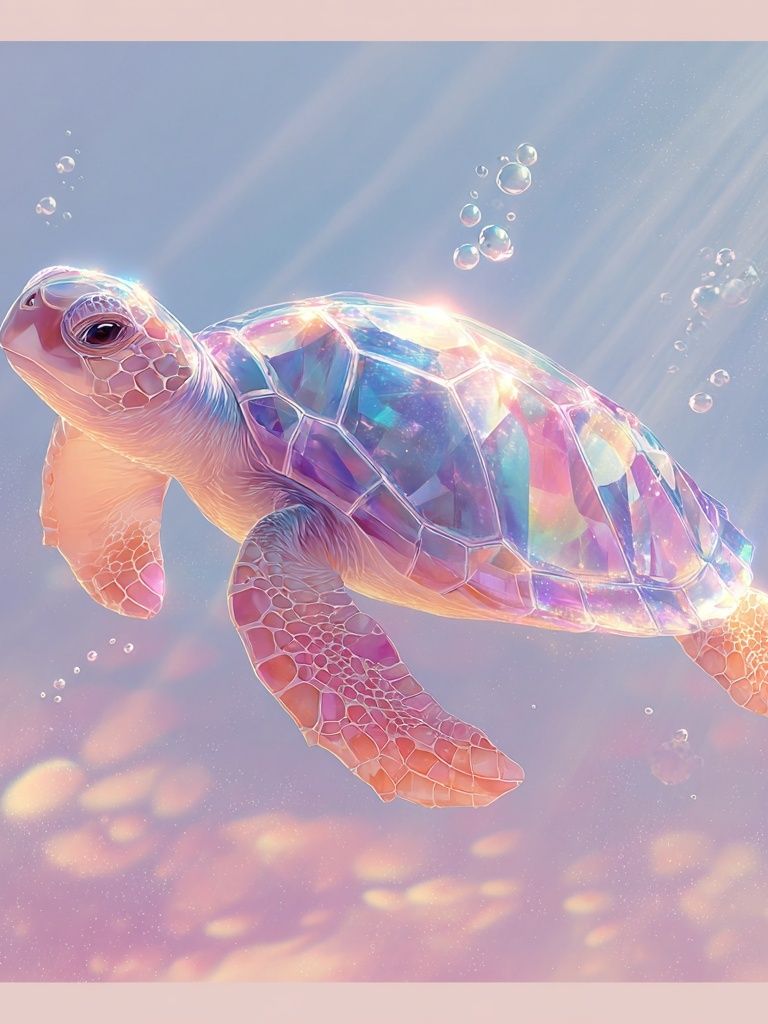 Iridescent Sea Turtle Digital Art Poster. poster detail