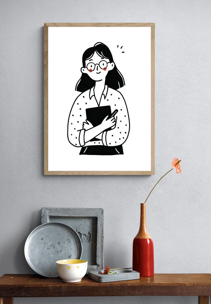 Cheerful Student — Illustration Print. — room view 3