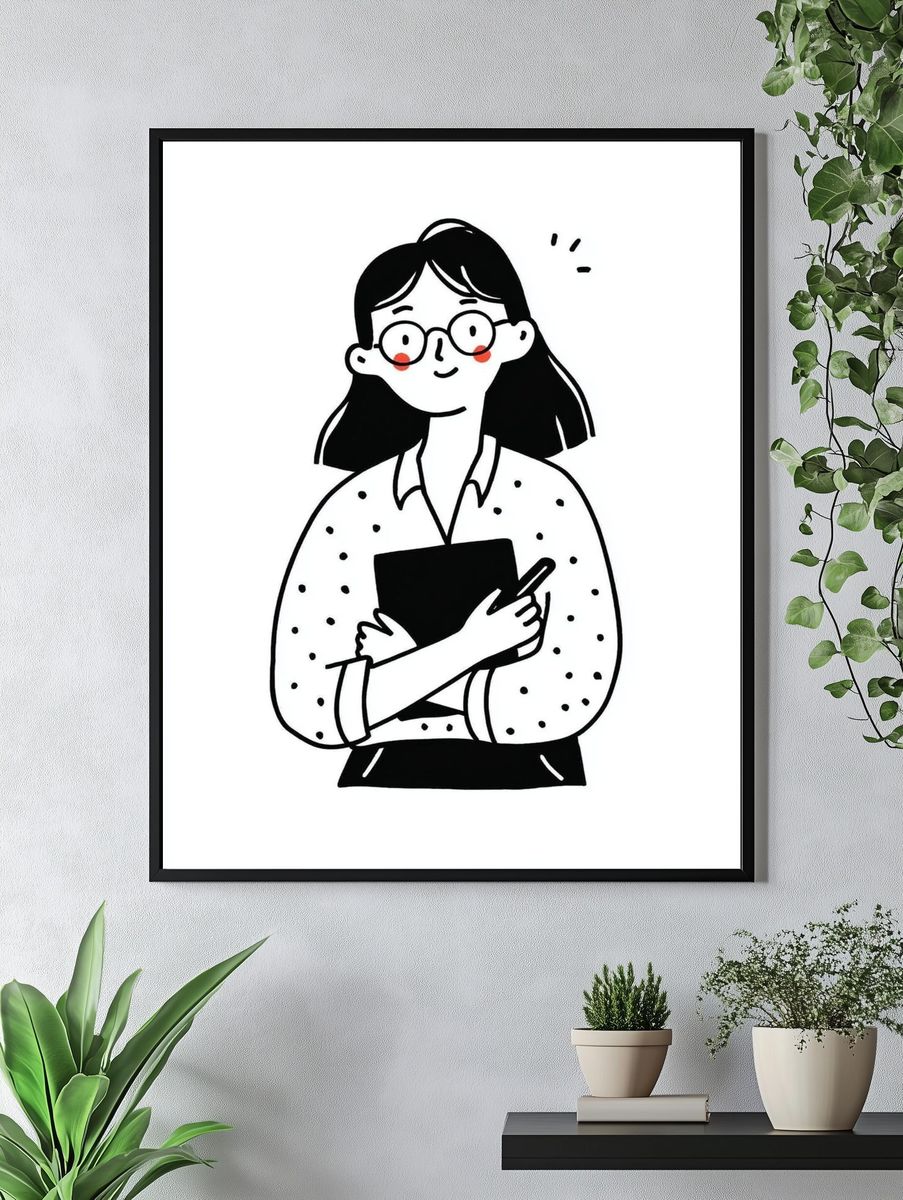 Cheerful Student — Illustration Print. — room view 4