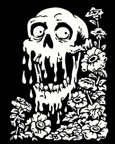 Dripping Skull with Flowers