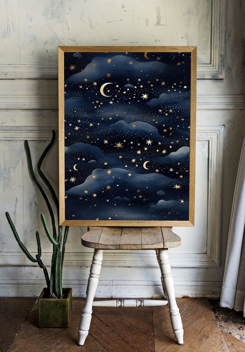 Starry Night Sky — Illustration Print. — room view 1