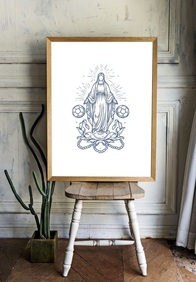 Soccer Virgin Mary — Illustration Print. — room view 1