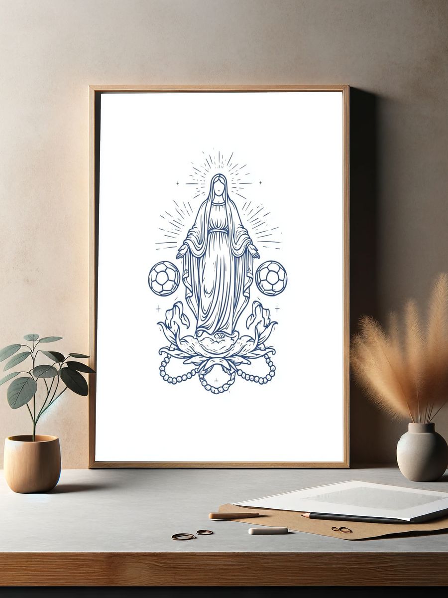 Soccer Virgin Mary — Illustration Print. — room view 2
