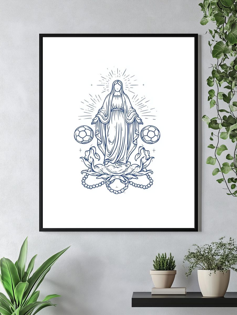 Soccer Virgin Mary — Illustration Print. — room view 4
