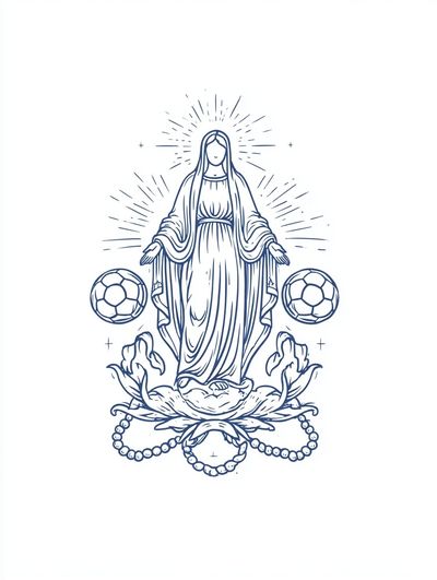Soccer Virgin Mary — Illustration Print. poster print