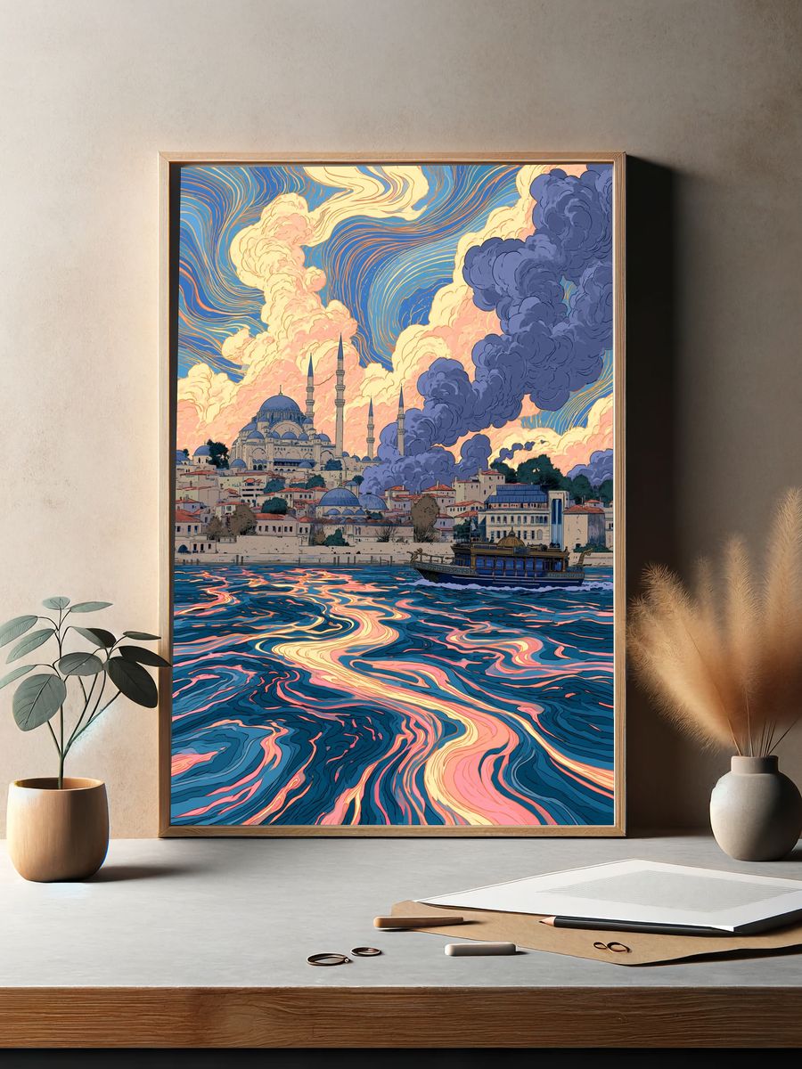 Istanbul Skyline Digital Art Poster. — room view 2