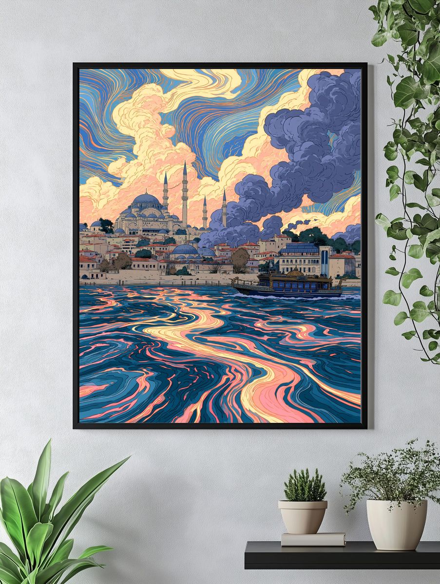 Istanbul Skyline Digital Art Poster. — room view 4