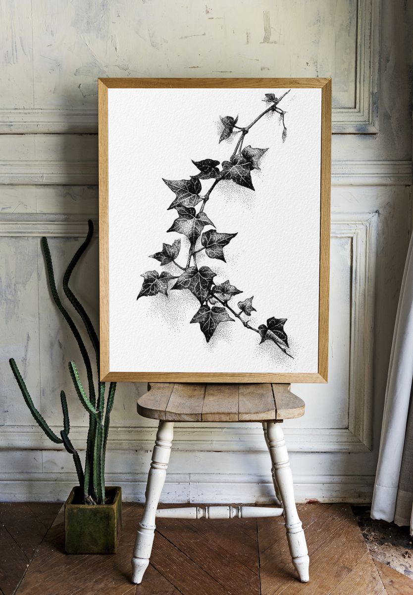 Ivy Leaves — Line Art Print. — room view 1