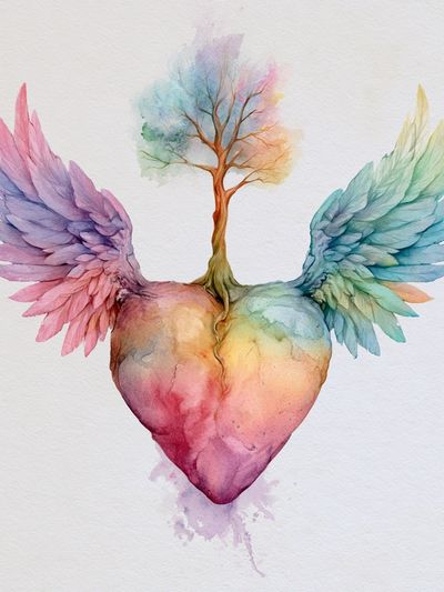 Winged Heart Watercolor Print.