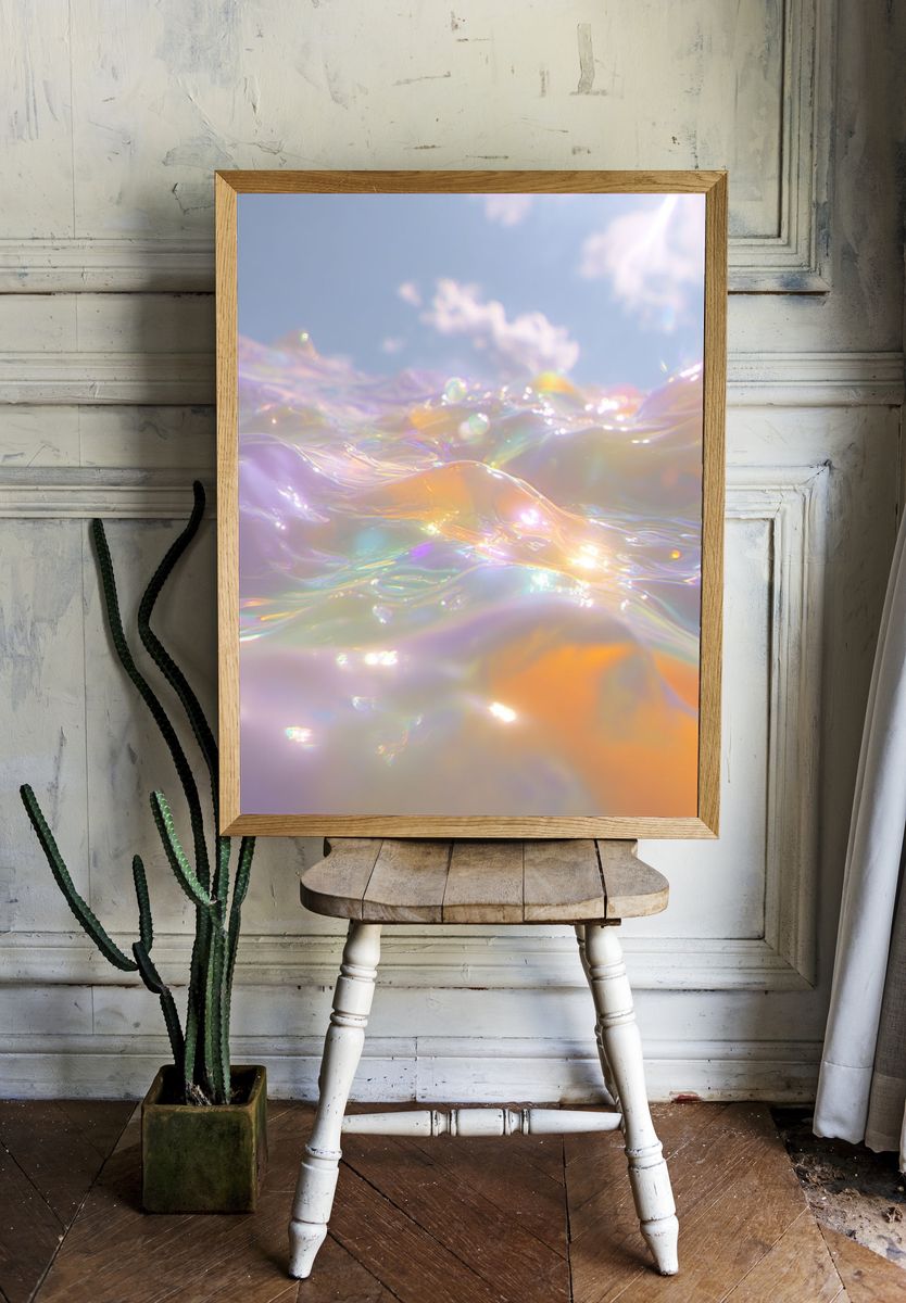 Iridescent Water Waves Poster. — room view 1