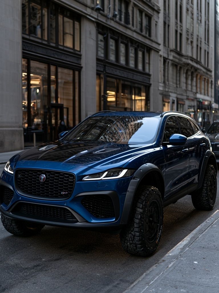 Blue Jaguar SUV Street Photography Poster. poster — photography art