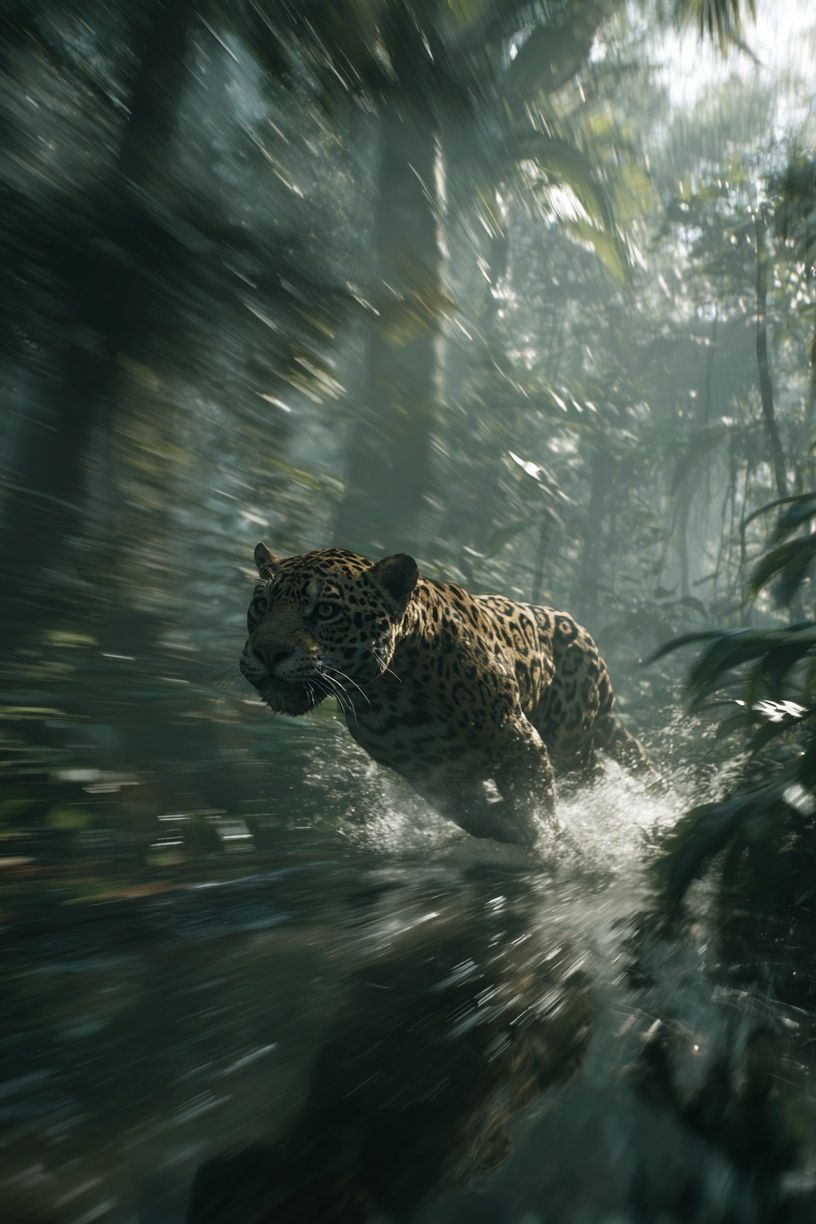 Leaping Jaguar — Wildlife Photography Poster. poster — animals art
