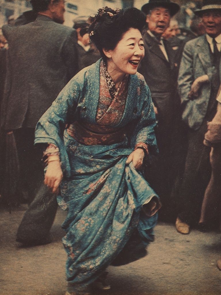 Japanese Street Celebration Vintage Print. poster — photography art