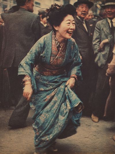 Japanese Street Celebration Vintage Print. poster