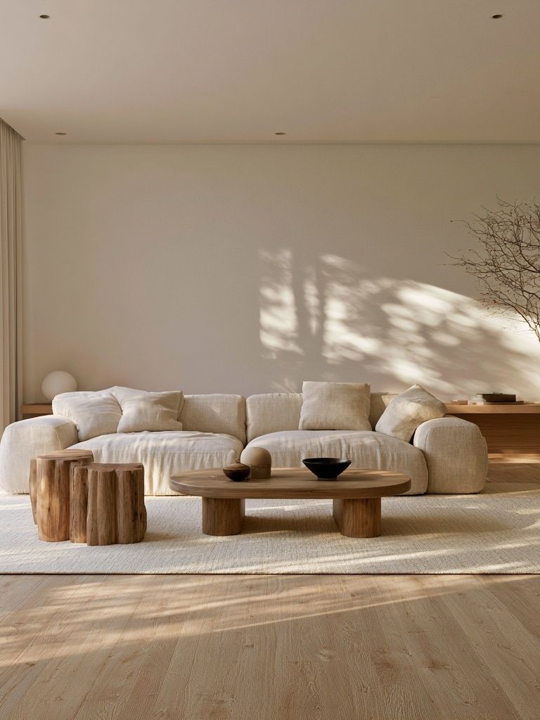 Japandi Living Room Interior Print. poster — minimalist art