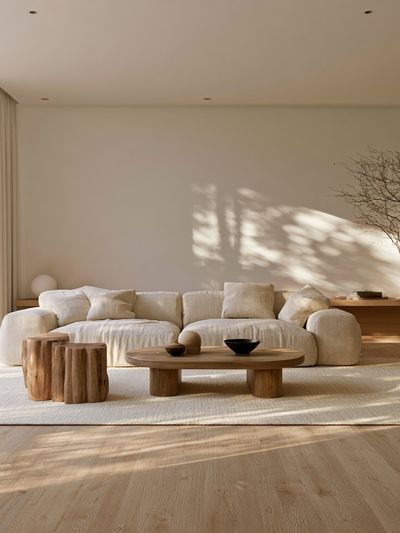 Japandi Living Room Interior Print. poster