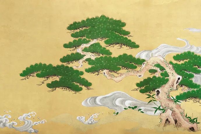 Pine Tree and Clouds — Japanese Art Print. poster detail