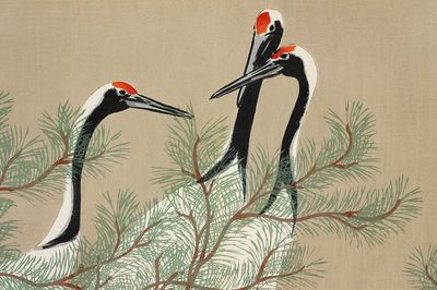 Cranes Among Pine