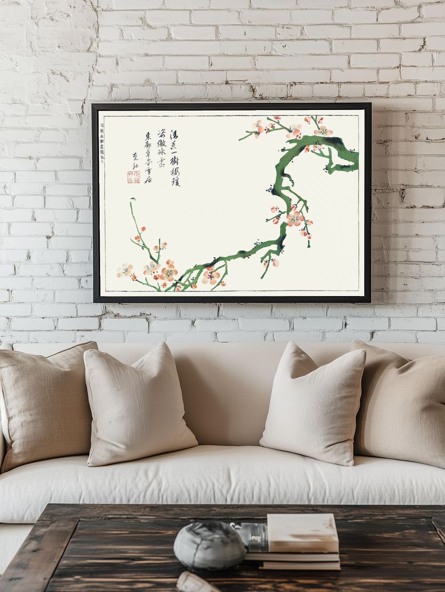 Cherry Blossom Branch — Japanese Art Print room preview