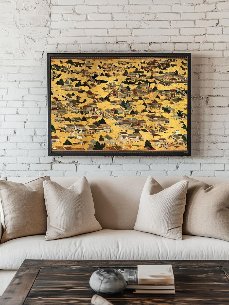 Vintage Kyoto landscape map, Japanese. room preview