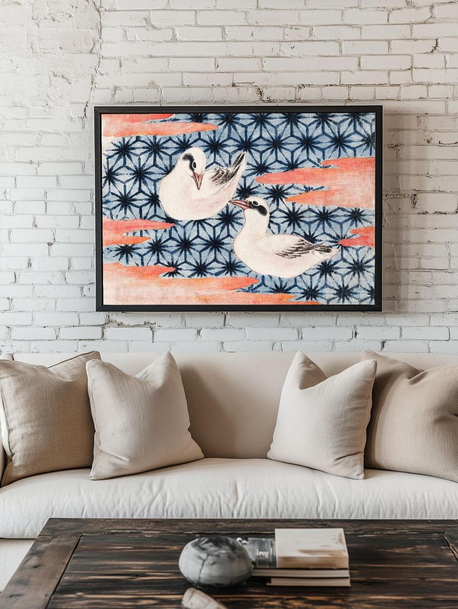 Elegant Birds — Japanese Art Print. room preview
