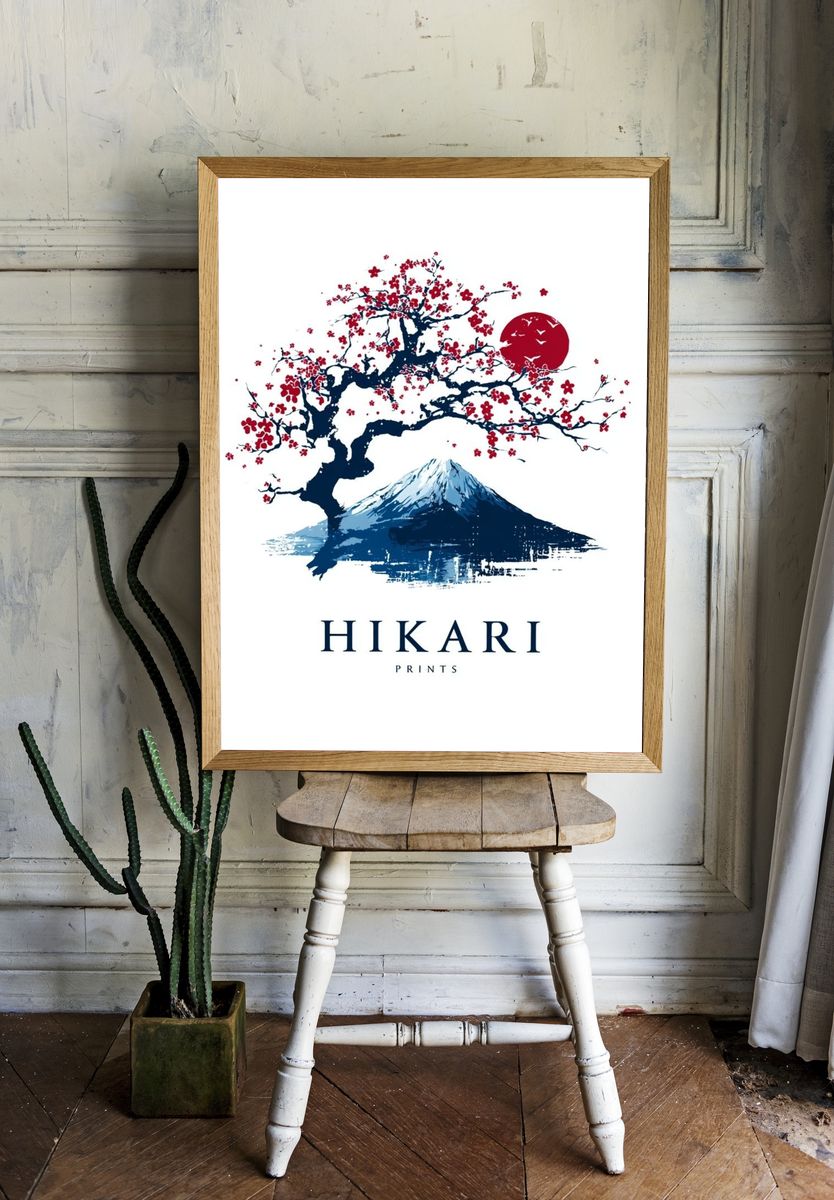 Cherry Blossom and Mountain — Japanese Art Print. — room view 1