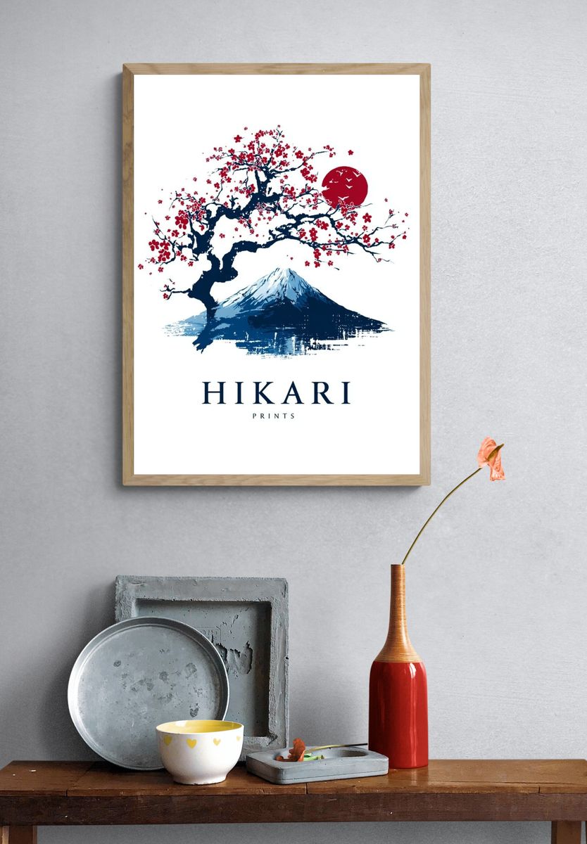 Cherry Blossom and Mountain — Japanese Art Print. — room view 3