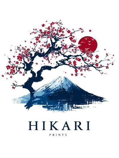 Cherry Blossom and Mountain — Japanese Art Print. poster print