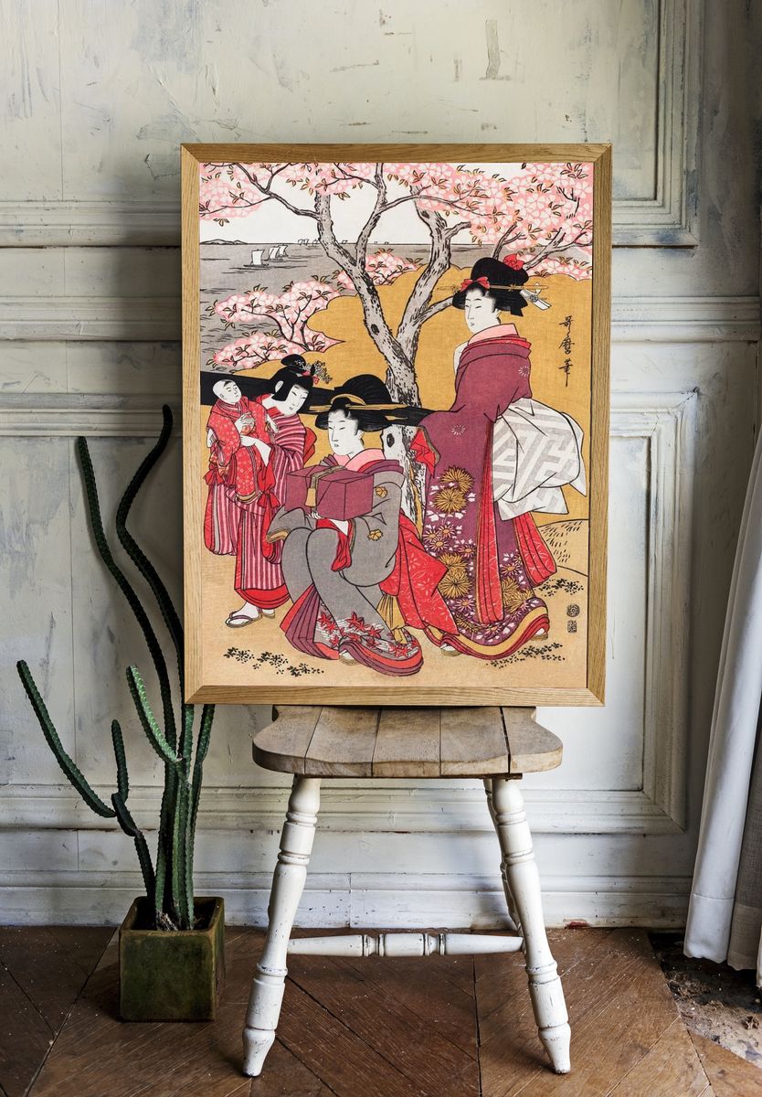 Japanese Geisha Cherry Blossom Print room preview