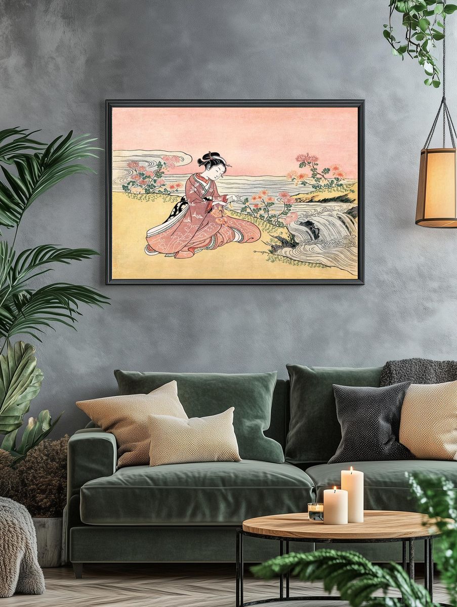 Japanese woman picking chrysanthemum (1725-1770). — room view 4