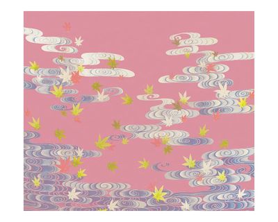 Autumn Leaves on Pink Clouds — Japanese Style Print. poster print