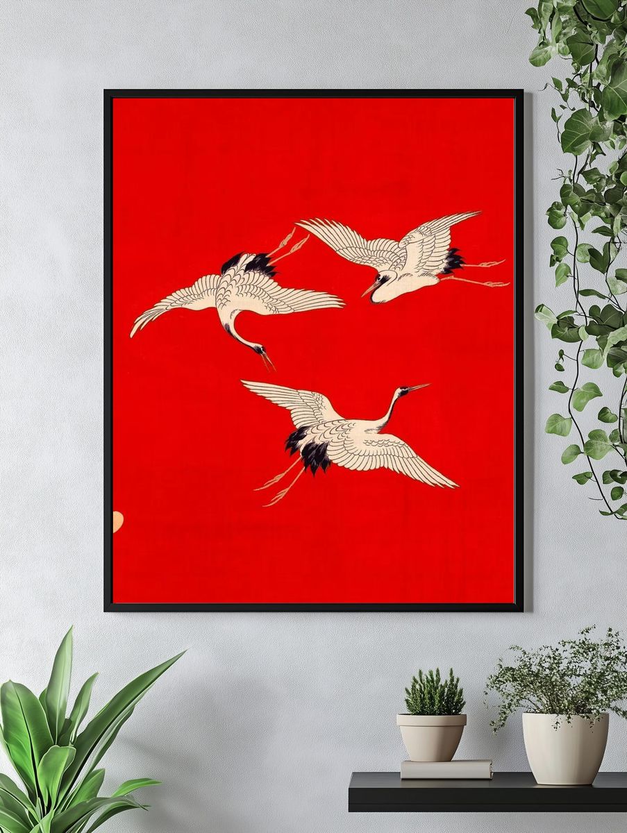 Cranes in Flight — Japanese Art Print. — room view 4