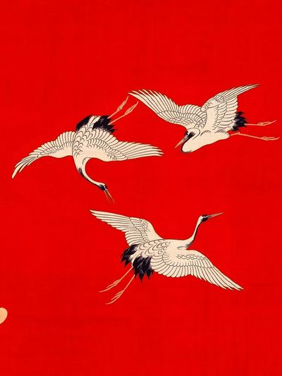 Cranes in Flight — Japanese Art Print. poster
