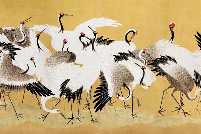 Flock of Cranes by Ishida Yūtei (18th Century) — Art Print. poster detail