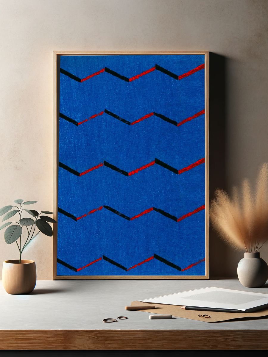 Vintage woodblock print Japanese textile. — room view 2