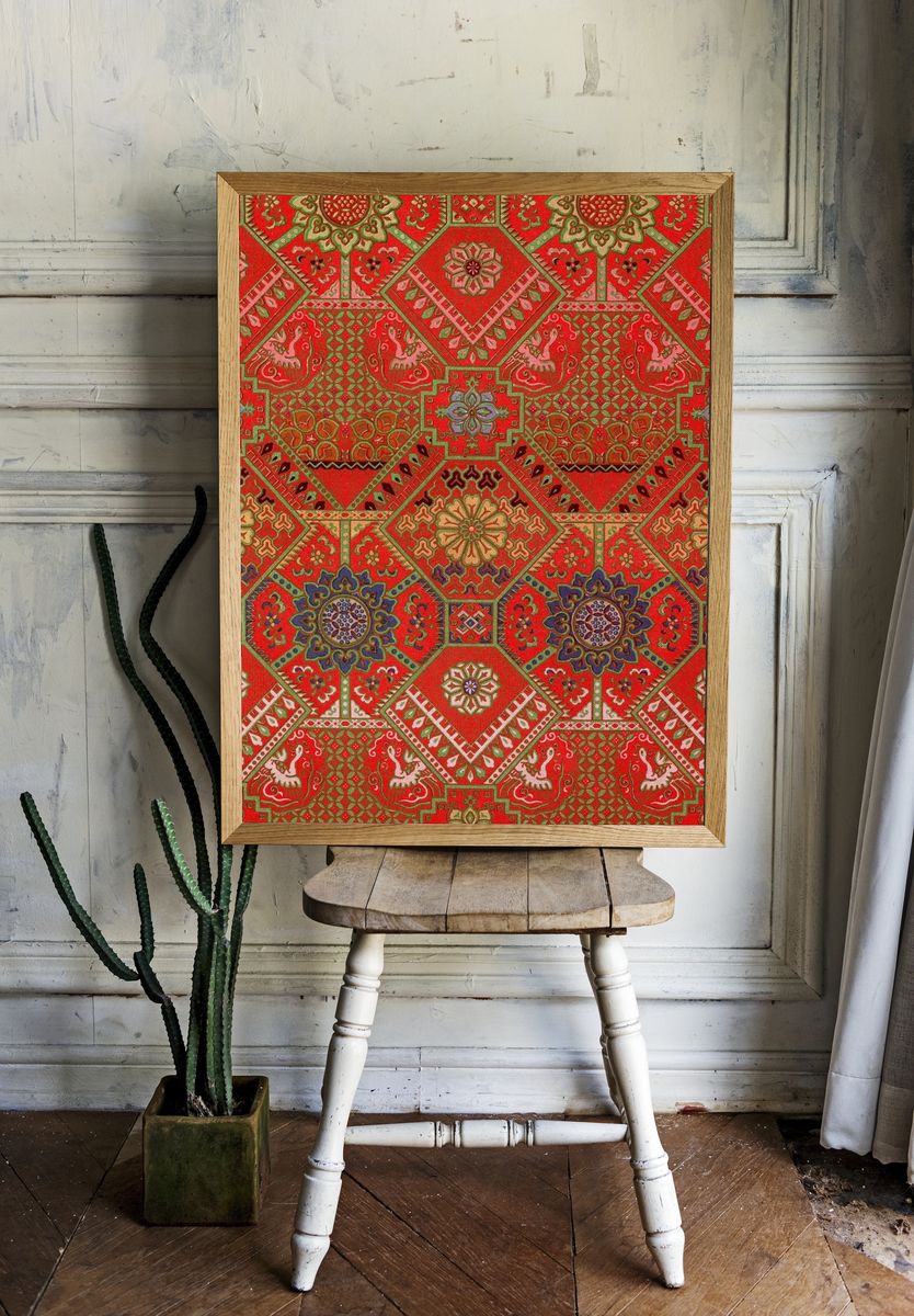 Red Japanese flower background. Remixed. room preview