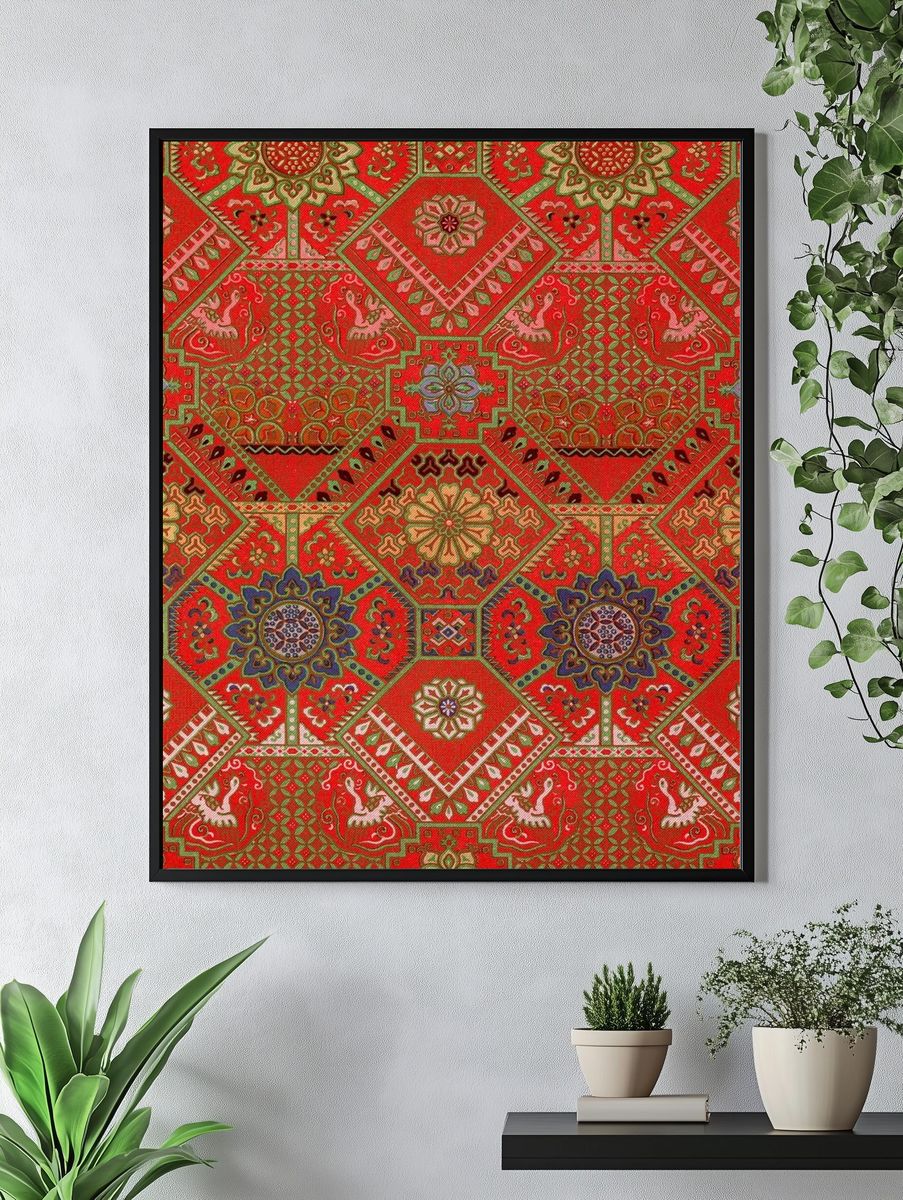 Red Japanese flower background. Remixed. — room view 4